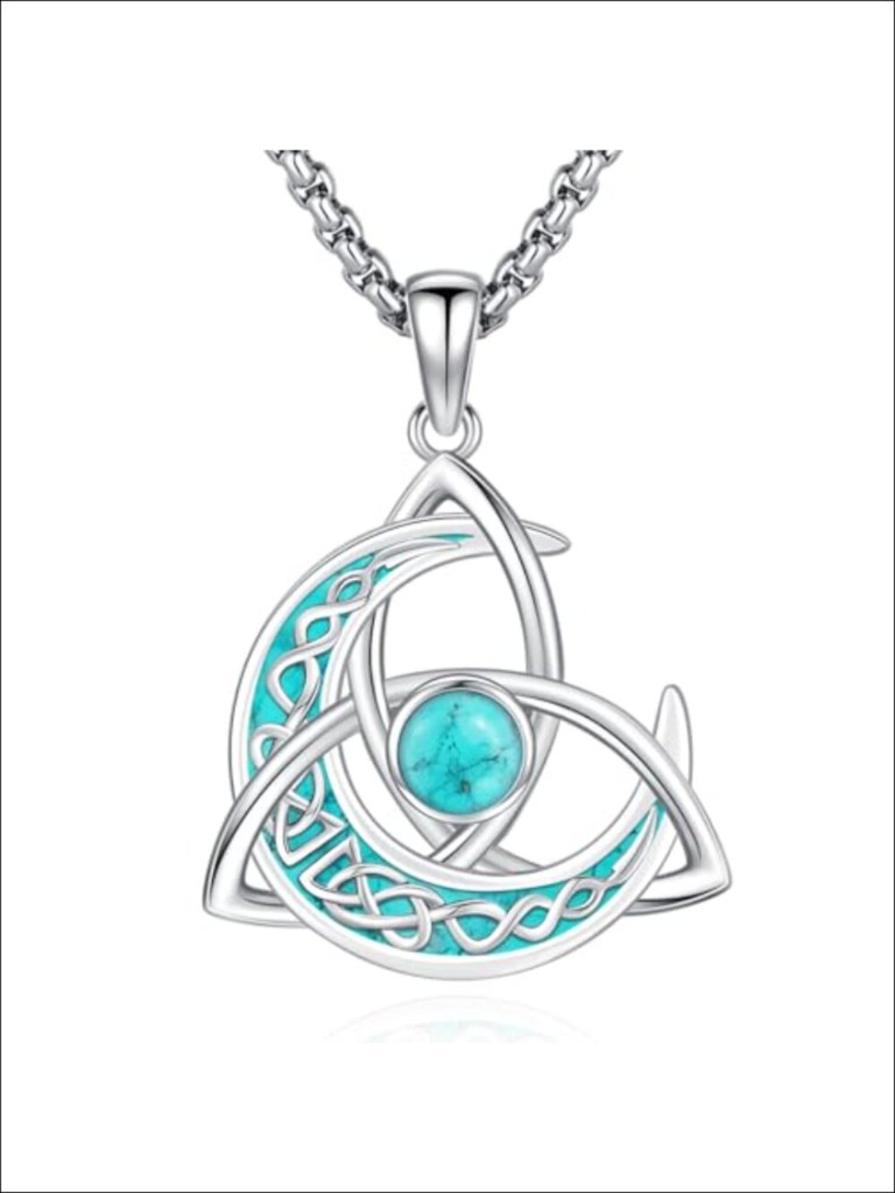 Sterling Silver Tree of Life Pendant Necklace Celtic Knot Turquoise